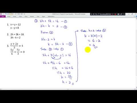 KSSM Form 1 Chapter 6 Simultaneous Linear Equation (Substitution method)