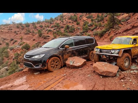 Rock Slide Traps Mini Van In The Back Country!
