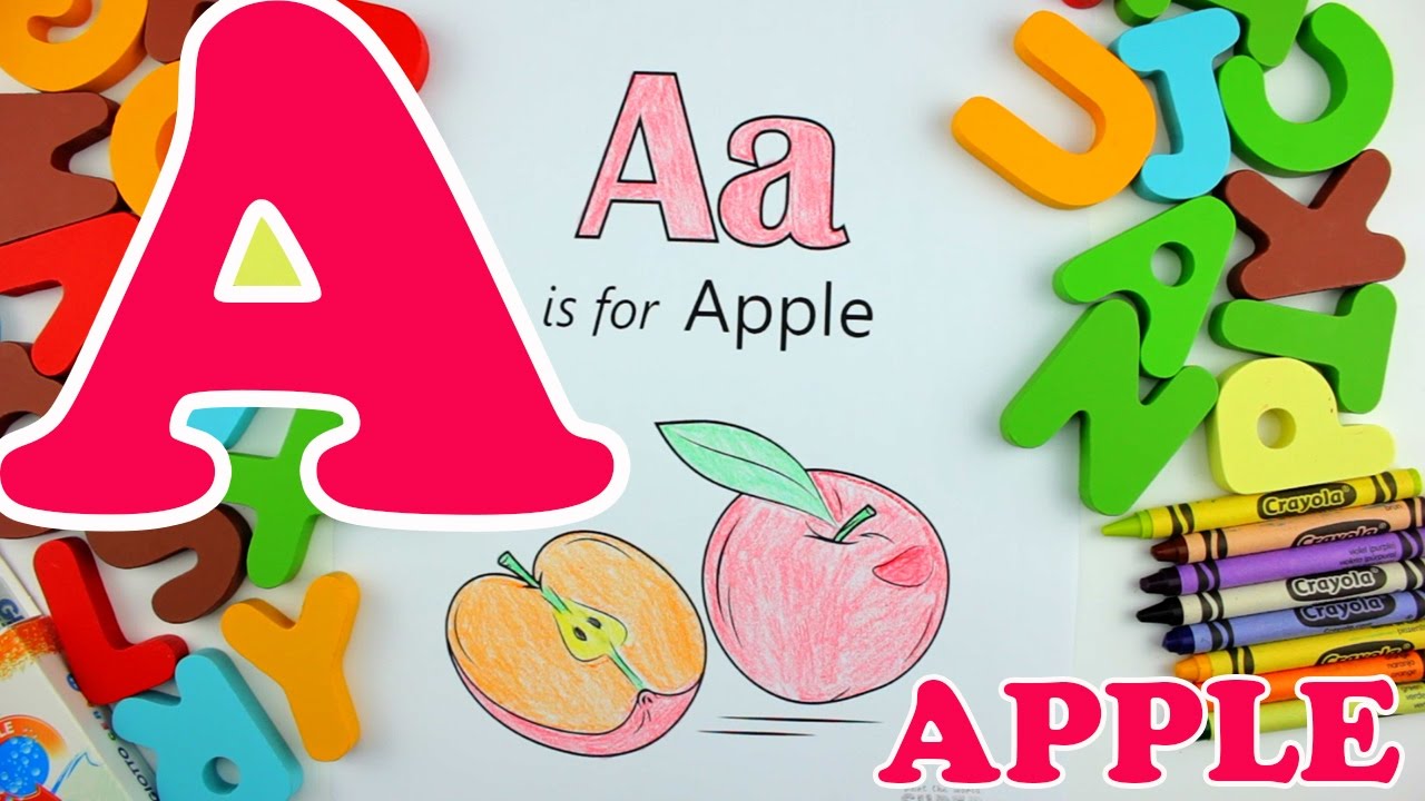 Learn Alphabet - Letter A Apple coloring pages