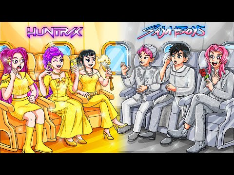 K-Pop Demon Hunters in Golden and Silver Airplane! | KPop Demon Hunters Animation