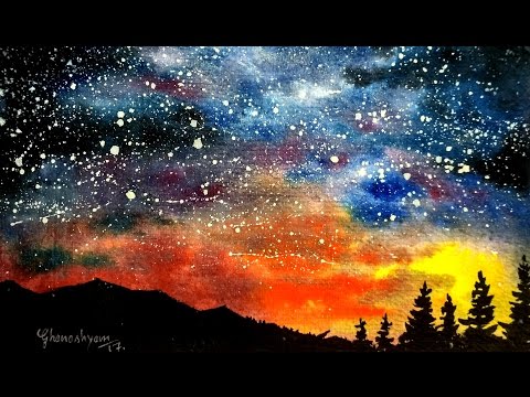 Watercolor Starry Night Sky Speed Painting | Paint with david |