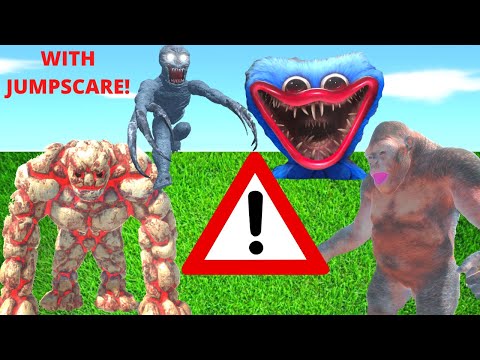 INFERNALS + THE RAKE VS PRIMATES + WUGGY WUGGY ( WITH JUMPSCARE) - ANIMAL REVOLT BATTLE SIMULATOR