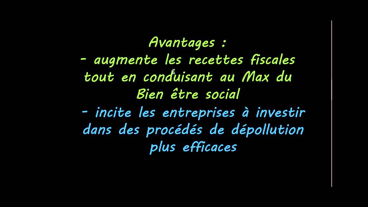 Microéconomie - Externalités - Avantages et inconvénients de la taxe Pigou