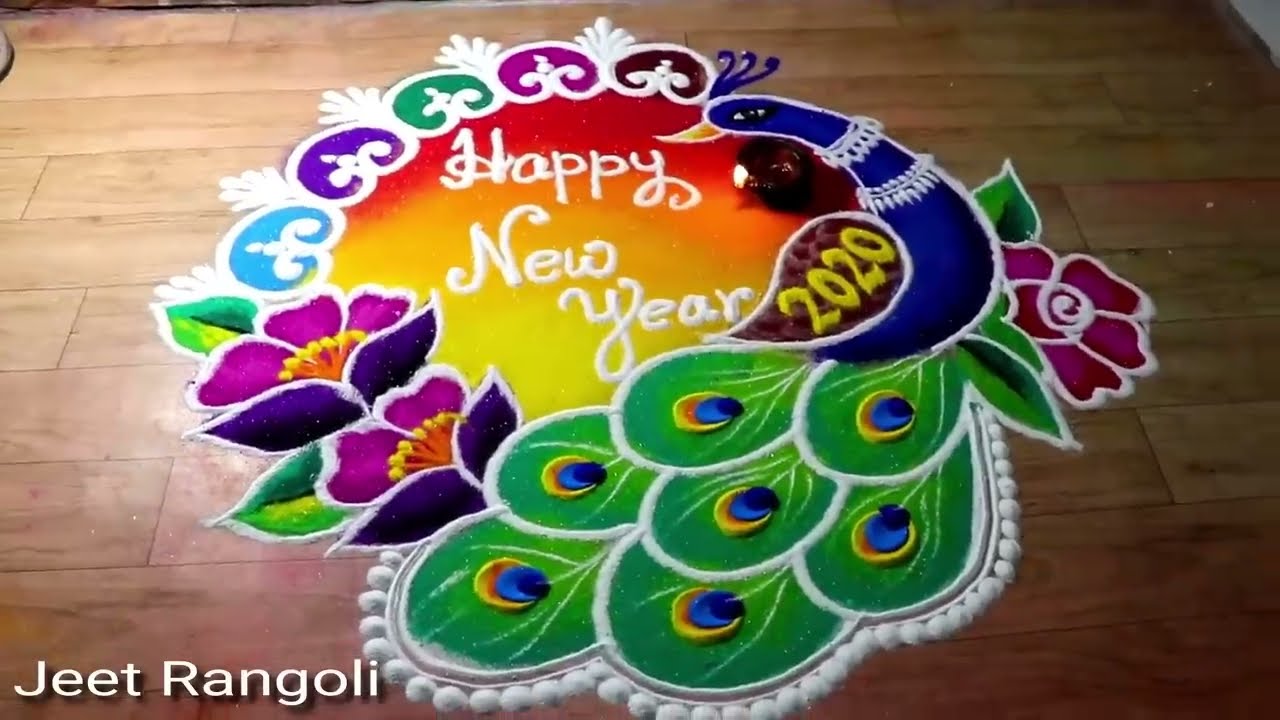 rangoli design for new year easy and colorful by jeet