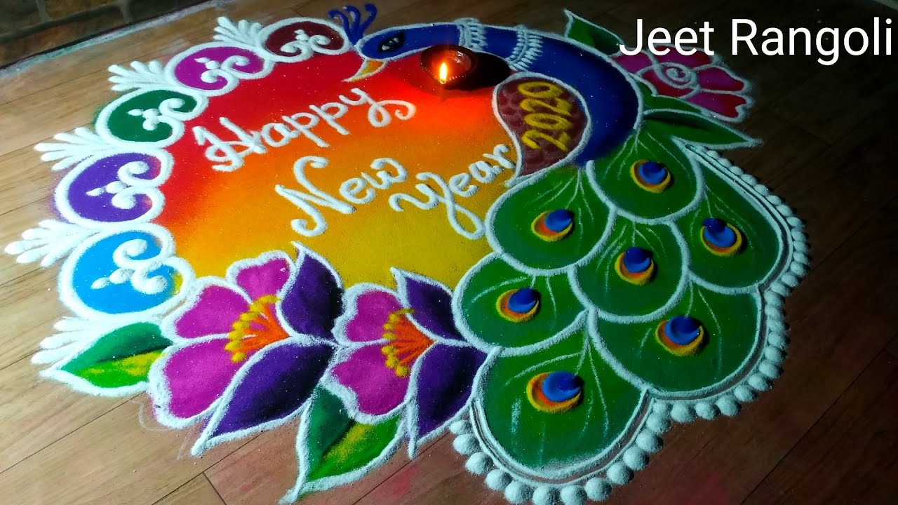 New year rangoli design by jeet rangoli