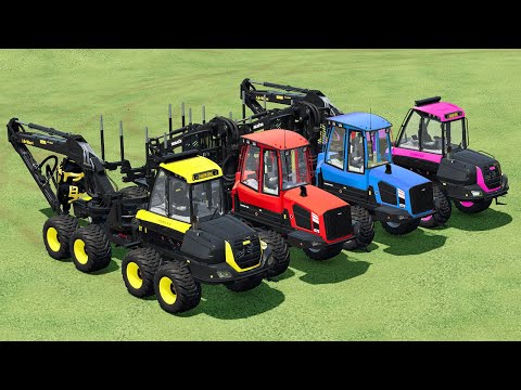 TRUCKS PARKOUR WITH CLAAS TRACTORS vs COLORED BASKETBALLS - Farming Simulator 22