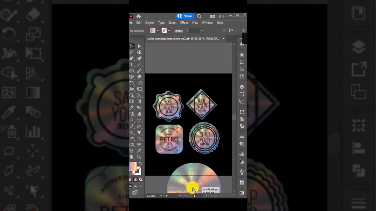 Create Eye-catching Holographic Stickers Design #illustrator