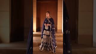 Dark Blue Chiffon Embellished Gharara - Video 4