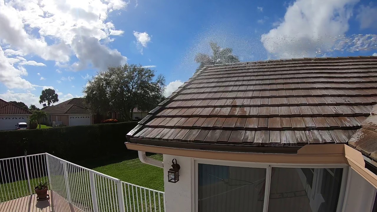 Soft wash roof cleaning system in action on a Boerne, Texas roof
