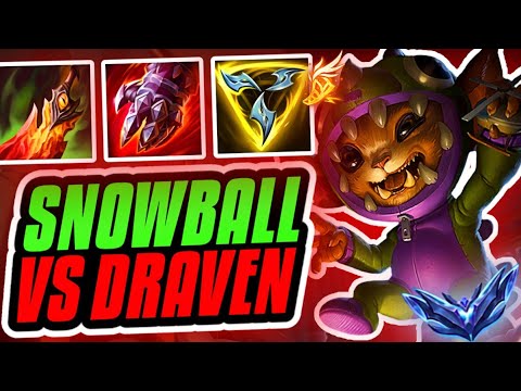 SNOWBALL WITH GNAR VS DRAVEN TOP!!! IS DRAVEN TOP META NOW?!? Season 13 Gnar Ranked Lol Gameplay