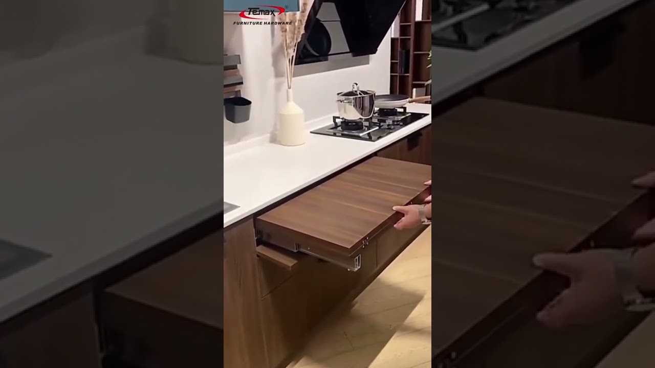 Drawer-type multi-section dining table rail hidden translation pull-out telescopic slide #shorts