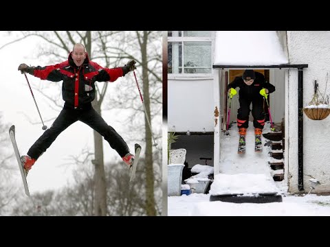 Lad emulates hero Eddie ‘The Eagle’ Edwards — by ski-jumping in garden