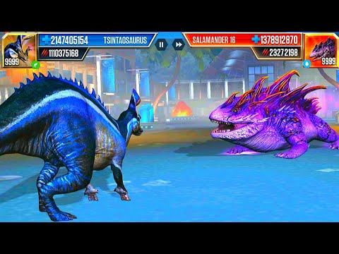 TSINTAOSAURUS 999 VS SALAMANDER 16 (JURASSIC WORLD).