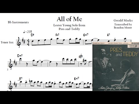 Lester Young Solo Transcription | "All of Me" | Pres and Teddy