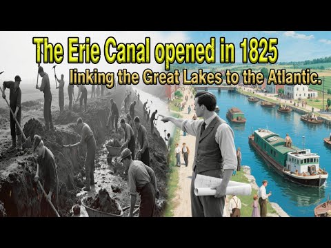 The Erie Canal opened in 1825, linking the Great Lakes to the Atlantic.