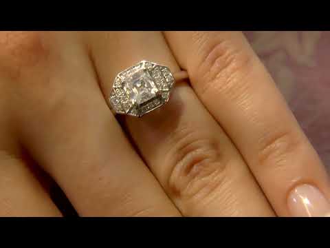 VR1059 Asscher Cut Halo Diamond Engagement Ring