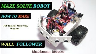 😱Maze Solve Smart Robot |🔋WALL FOLLOWER | 🎮3 Ultrasonic Sensors Base With Full Details or Diagram