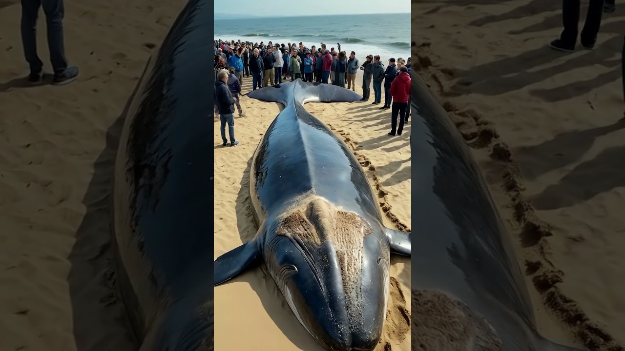 Wow ! whale stranded on a beach
