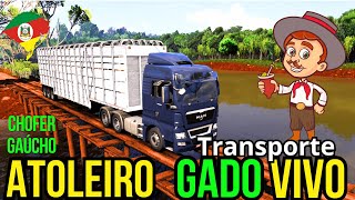Estrada Mortal!  Transportando Gado Vivo em meio a Saibro Lama e Atoleiro – ETS2 Eldorado Pro   4k