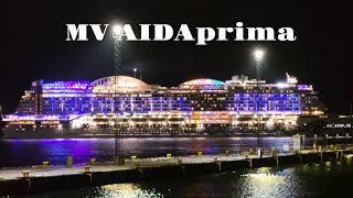 cruise ship MV AIDAprima leaving Tallinn at night