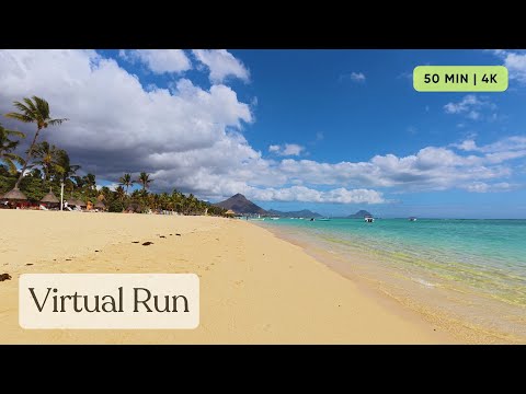Tropical Beach Run | Virtual Running Videos for treadmill | Mauritius