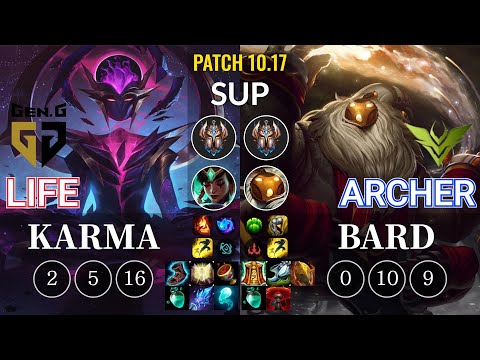 GEN Life Karma vs V3 Archer Bard Sup - KR Patch 10.17