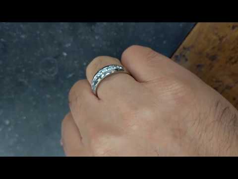 0.98 Ct. Seven Stone Channel Set Men's Ring with Open End Design - TwoBirch TB-GR-0022-WG-L