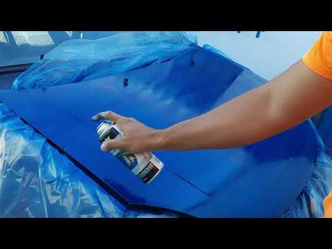 Painting the hood of the car with spray Dupli-Color Metalcast Blue