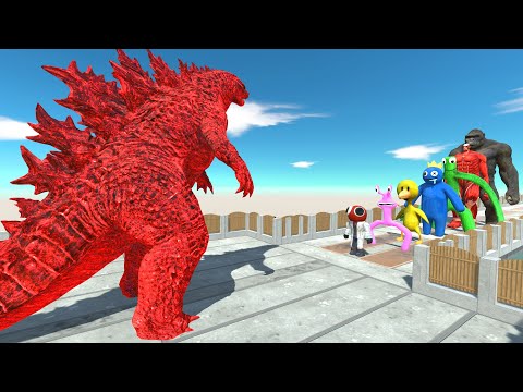 Godzilla Red vs Rainbow Friends DEATH RUN - Animal Revolt Battle Simulator