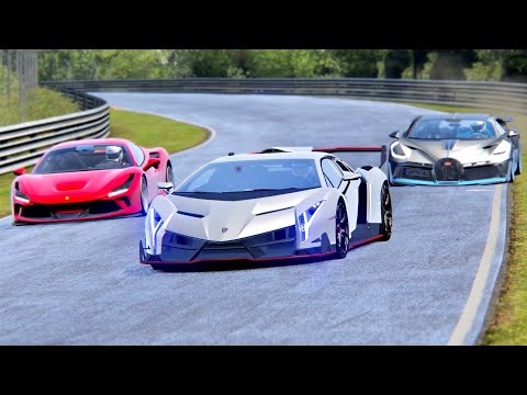 Ferrari F8 Tributo vs Lamborghini Veneno vs Bugatti Divo - Nordschleife