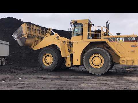 Cat 990 Wheel Loader Loading Coal On Lorries - S.G.M Melidis
