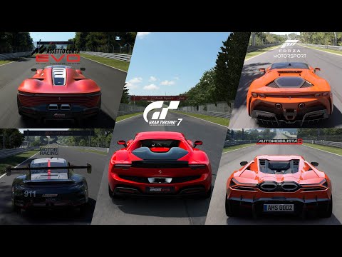 Nürburgring Nordschleife Long Straight Comparison | AC EVO vs Forza 8 vs PMR vs AMS2 vs GT7