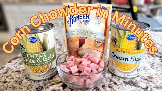 4 Ingredient Corn Chowder, Ready in Minutes