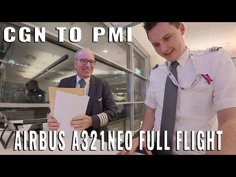 FULL FLIGHT!  AIRBUS COCKPIT FROM COLOGNE 🇩🇪 (CGN) TO PALMA DE MALLORCA  🇪🇸 (PMI) REAL AIRPLANE!