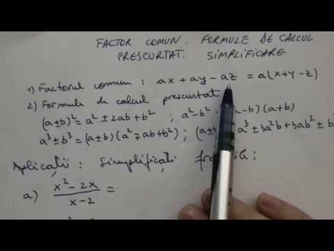 Factor comun. Formule de calcul prescurtat. Simplificarea fractiilor