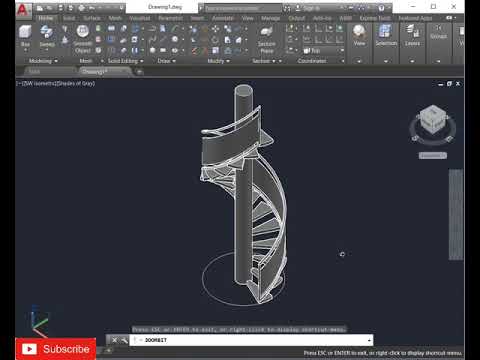 AutoCAD 3D Spiral stair New