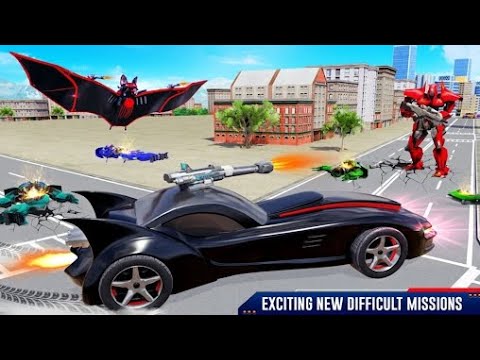 Flying bat robot car transform games in bat robot games survival shooting