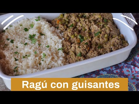 Ragú de carne y guisantes, con arroz