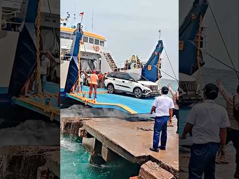 The process of disembarking cars from the ferry