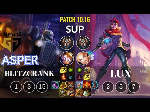 GEN Asper Blitzcrank vs Lux Sup - KR Patch 10.16