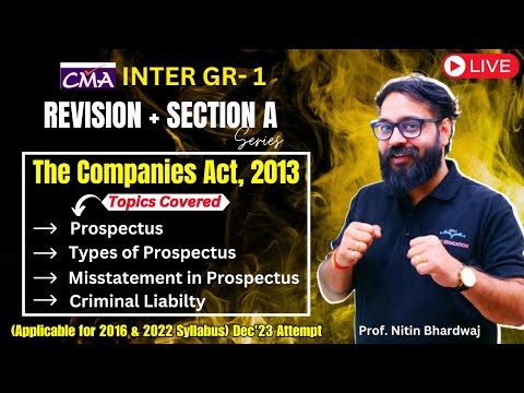 CMA Inter Companies Act Prospectus Type Misstatement Punishment Revision | Prof Nitin Bhardwaj