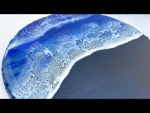 Beautiful Lacing in This Resin Ocean Serving Board