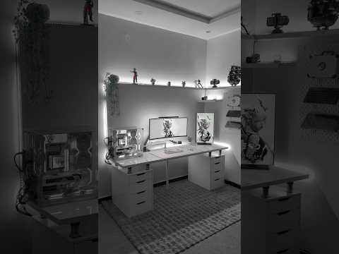 White gaming setup 🤍😾 #gamingroom #desksetup #gamingpc #pcsetup #setupinspiration