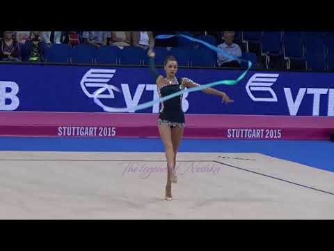 Viktoriia MAZUR (UKR) ribbon - 2015 Stuttgart worlds Qualifs