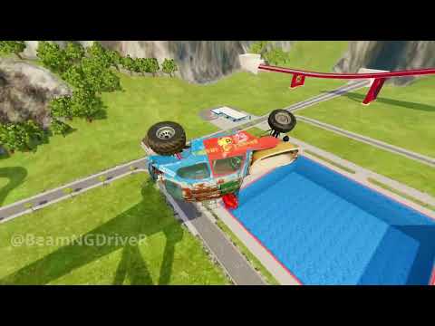 High Speed Jumping In Pool - BeamNGDriveR
