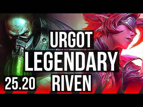 URGOT vs RIVEN (TOP) | 18/1/5, Legendary, 7 solo kills, 67% winrate | EUW Diamond | 25.20