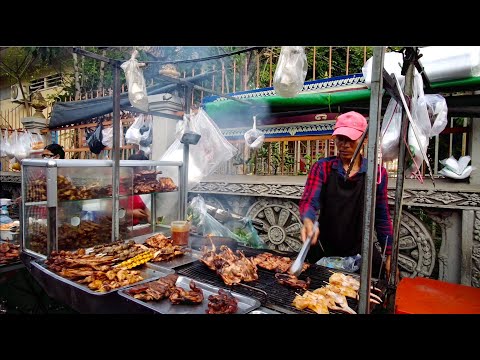 Grilled Meat And Dessert For Sales - Phnom Penh Village Food Show In The Evening