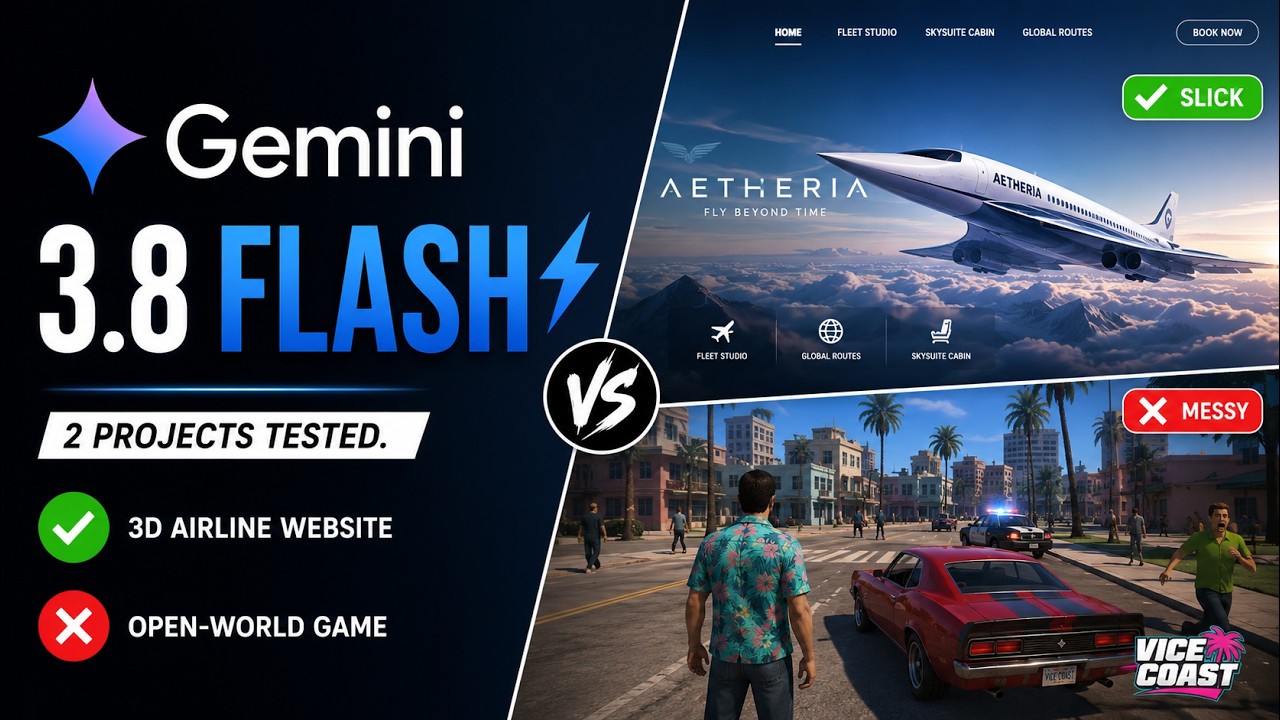 Gemini 3.8 Flash is INSANE! I Tested It With a GTA 6 Game & 3D Website