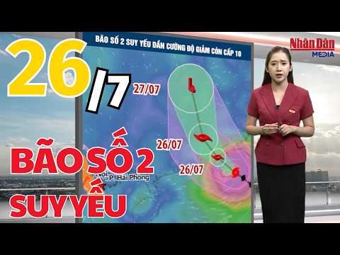 Dự báo thời tiết mới nhất hôm nay 26/7 | Cập nhật mới nhất Cơn bão số 2 #baoso2 #thoitiet #mưabão