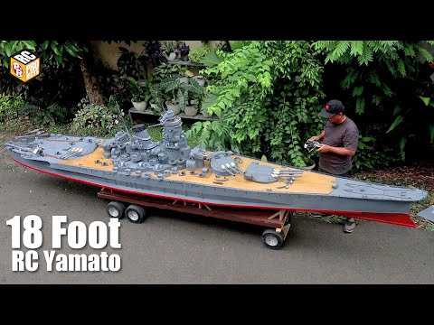 Giant DIY Yamato RC Battleship: Scout Plane Launch & Gunfire!